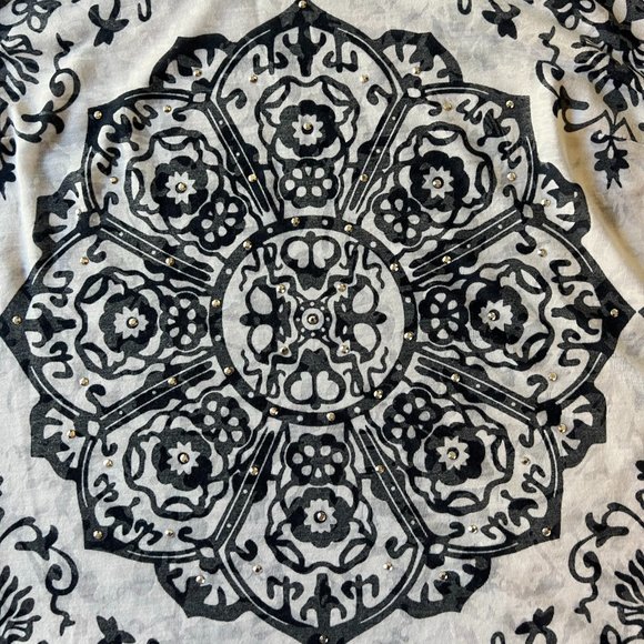 INC International Concepts Blue and White Geometric Print Sleeveless Top - Picture 7 of 7